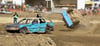 Ein Auto überschlug sich beim Stockcarrennen in Bernburg. 