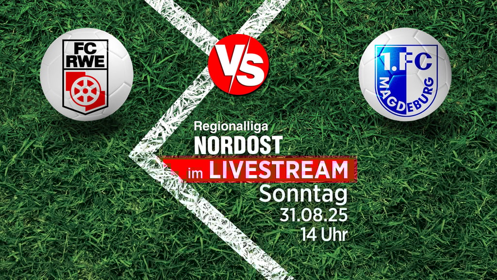 Der 1. FC Magdeburg II spielt am 31. August bei Rot-Weiß Erfurt. Wir zeigen die Partie der Regionalliga Nordost ab 14 Uhr im Livestream.
