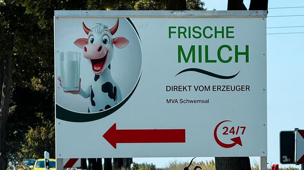 Die Heideland Agrar AG aus Bad Düben bietet auch an der Milchviehanlage in Schwemsal Rohmilch im Direktverkauf an.