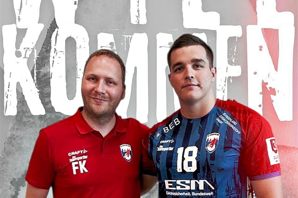HCB-Trainer Fabian Kunze (l.) mit Neuzugang David Gligic. Der Kreisläufer kommt vom italienischen Meister Pallamano Conversano.