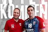 HCB-Trainer Fabian Kunze (l.) mit Neuzugang David Gligic. Der Kreisläufer kommt vom italienischen Meister Pallamano Conversano.