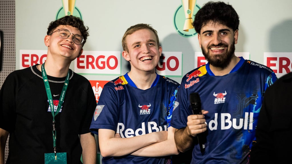 Die Stars beim Deutschen Meister RBLZ Gaming: Levy Finn Rieck, Anders Vejrgang und Umut Gültekin (v.l.)