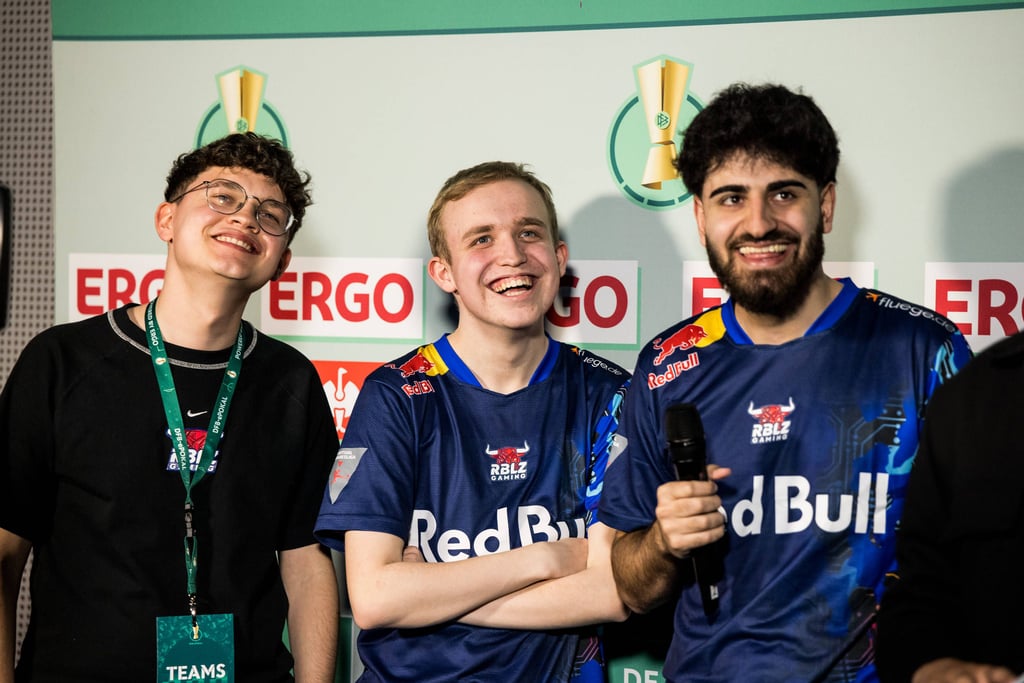 Die Stars beim Deutschen Meister RBLZ Gaming: Levy Finn Rieck, Anders Vejrgang und Umut Gültekin (v.l.)