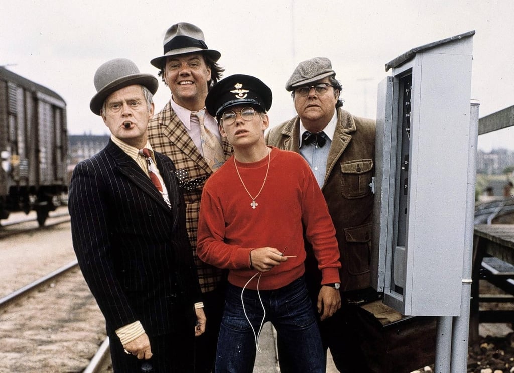 Die Olsenbande: Egon Olsen (Ove Sprogøe), Benny (Morten Grunwald), Kjeld ( Poul Bundgaard) und Teenager-Lausbube Børge (Jes Holtsø)