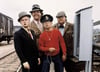 Die Olsenbande: Egon Olsen (Ove Sprogøe), Benny (Morten Grunwald), Kjeld ( Poul Bundgaard) und Teenager-Lausbube Børge (Jes Holtsø)
