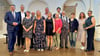 Gratulanten und "Engagment auf dem Land"-Preisträger (von links): Minister Sven Schulze, Oberbürgermeister Bastian Sieler, Sieglinde Lühe, Bernd-Peter Jenderze,  Susanne Rudel, Guido Hahne, Sabrina-Melissa Nitschke, Kerstin Michaelis, Landrat Patrick Puhlmann, Lothar Hinz, Kati Sprenger, Svenja Reher und Michaela Oneßeit. Es fehlt: Markus Mösenthin.