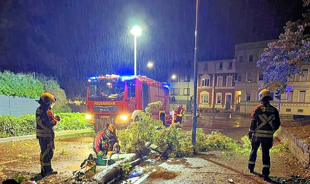 Bei strömenden Regen mussten die Retter der Feuerwehr Bernburg mehrere umgeknickte Bäume und abgestürzte Äste beräumen.