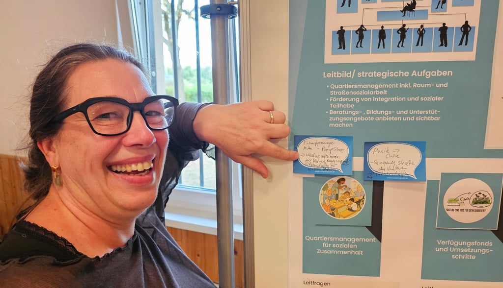 Anne Gall beim Bürgerforum zum Stadtteil Merseburg-Süd. Sie wohnt zwar noch nicht hier, hat aber schon Ideen.