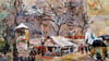 Weihnachtsmarkt in Berlin im Schnee - dieses Bild wurde 1965 in München ausgestellt. 