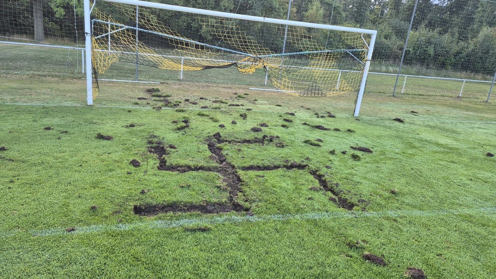 Das Spielfeld des SV Allstedt wurde von Unbekannten zerstört. Unter anderem sind darauf Hakenkreuze hinterlassen worden.