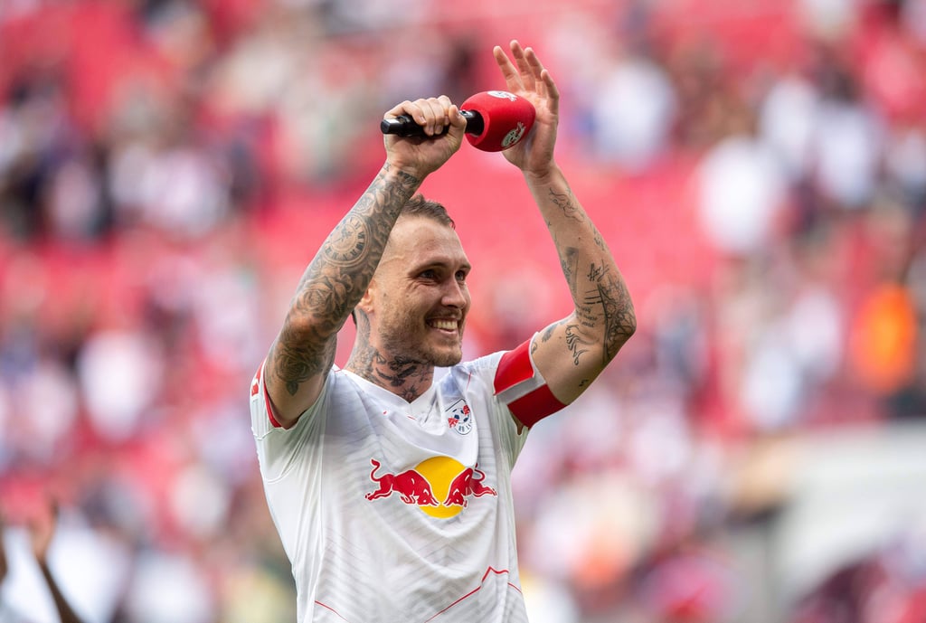 Der Kapitän spricht zu den Fans: David Raum.