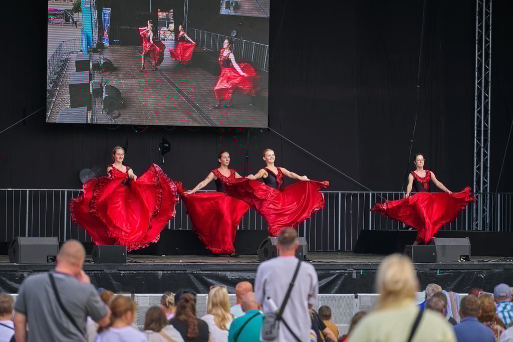 Junge Künstler vom OK-live Ensemble Barleben-Wolmirstedt während ihres Bühnenauftritts.