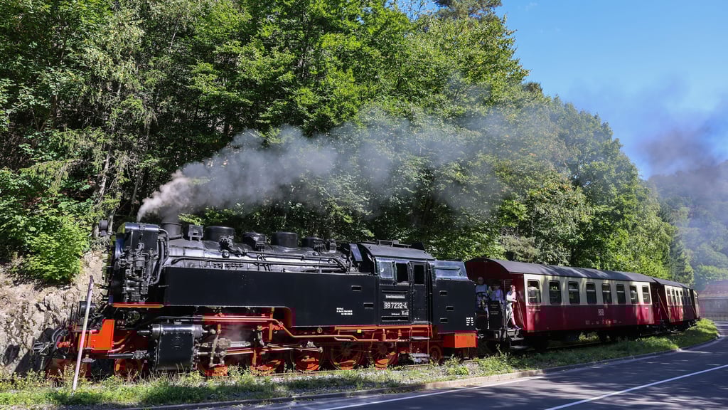 Noch fährt sie, und die HSB-Gesellschafter wollen sie nicht einstellen: Die Selketalbahn der Harzer Schmalspurbahnen GmbH - hier in Dampflok-Traktion - fährt zum Bahnhof Drahtzug.
