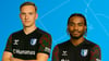 Maximilian Breunig (l.) und Ado Onaiwu sind neu beim 1. FC Magdeburg. Wir zeigen die Profile, Stärken und Schwächen der beiden Stürmer in der Analyse.