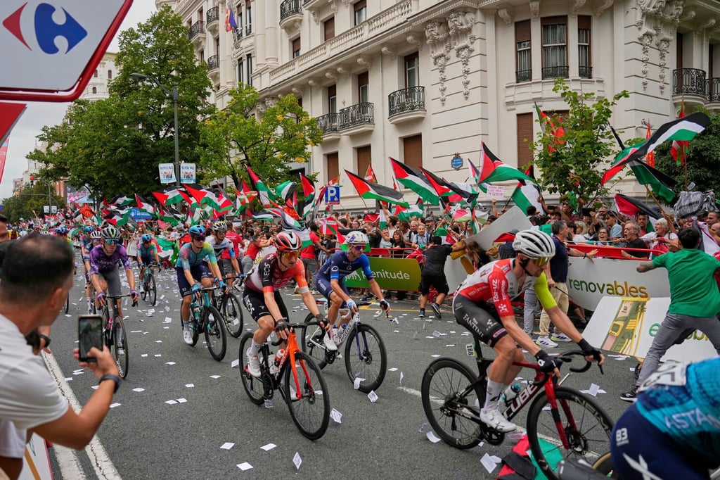 Seit Tagen gibt es bei der Vuelta propalästinensische Proteste.