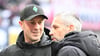 Ole Werner (l.) und Marco Rose bei einem Bundesligaspiel zwischen Bremen und RB Anfang 2025.