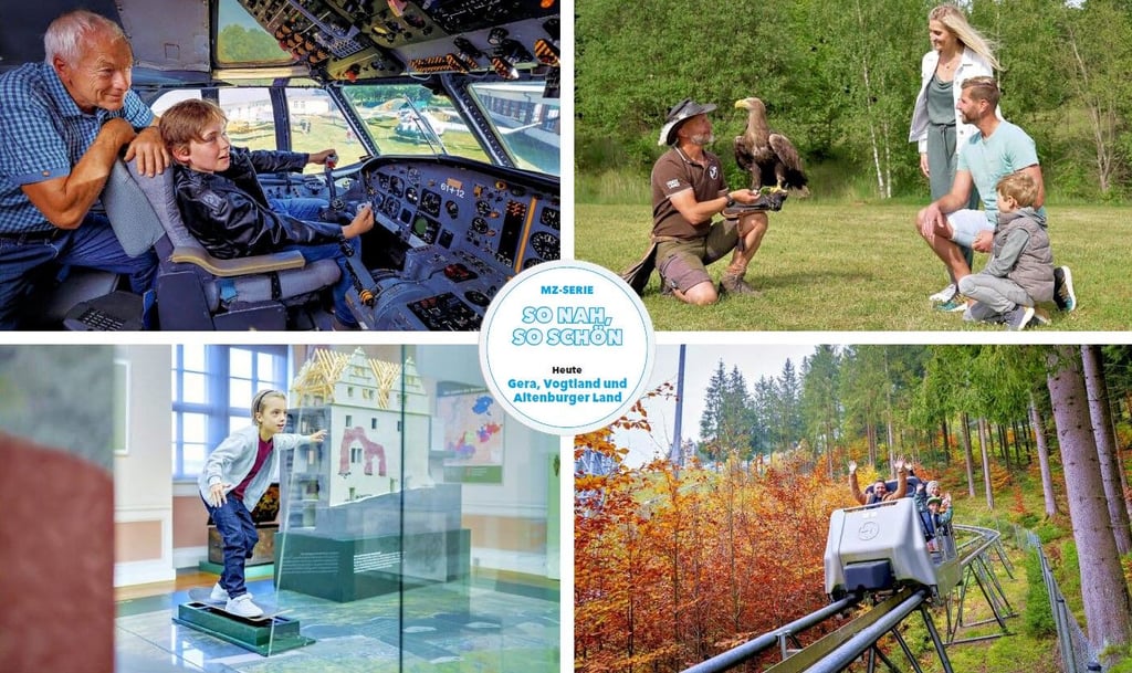 Egal, ob Flugwelt Altenburg-Nobitz, Falknerei, Skateboardfahren im Schloss oder Erlebnisbahn: Abenteuerlustige Familien kommen hier voll auf ihre Kosten.