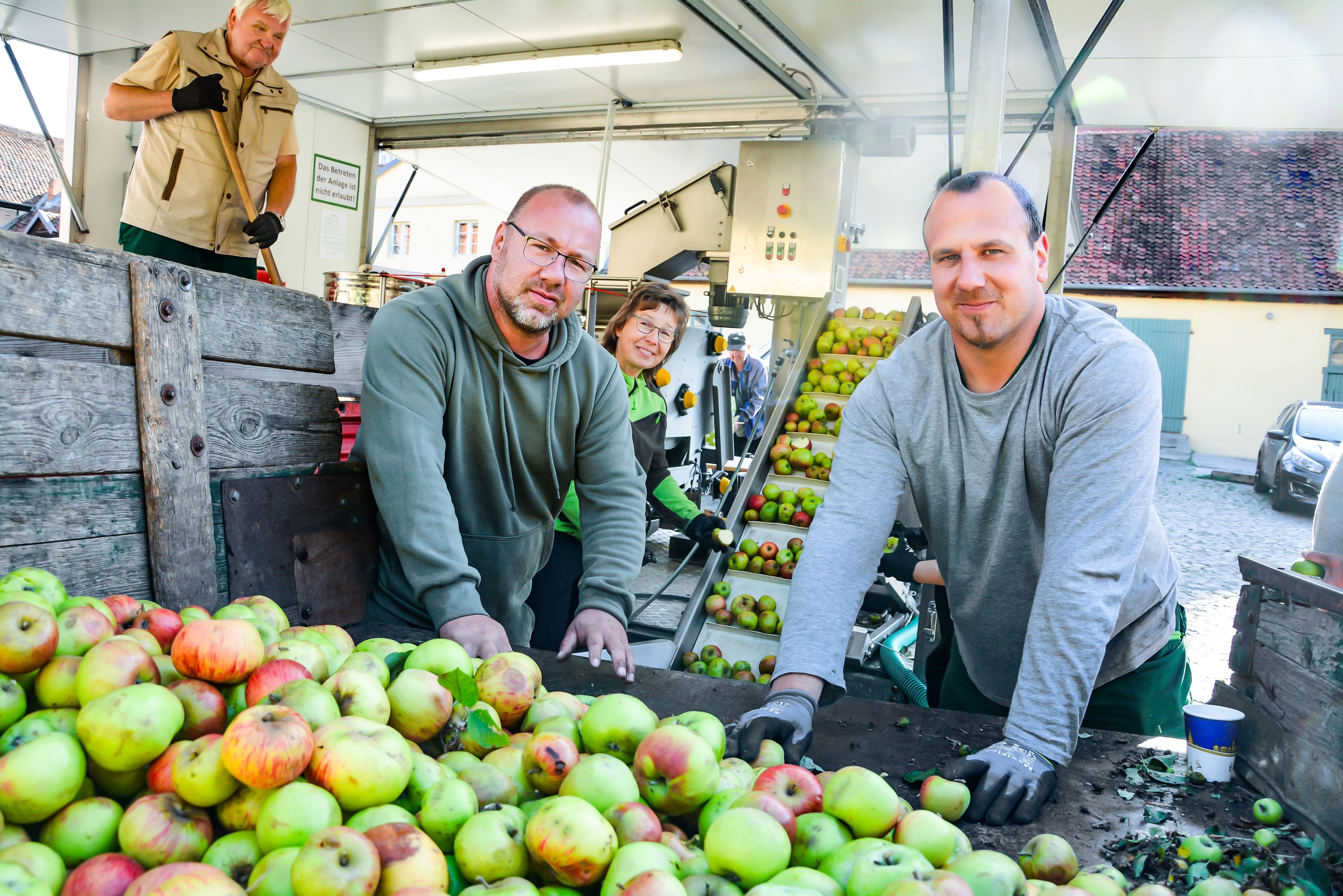 Mobile Mosterei: Schloss Hundisburg: Zwei Tonnen Äpfel werden zu frischem Saft gepresst