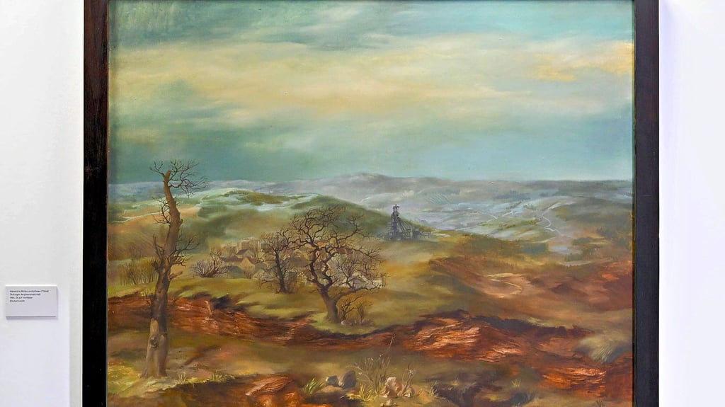 Ausgestellt in Zwickau: „Thüringer Bergbaulandschaft“ (1984) von Alexandra Müller Jontschewa