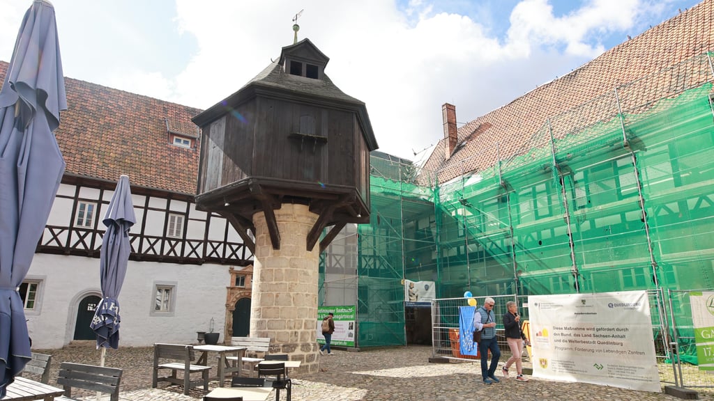 Der Fleisch- oder Adelshof in Quedlinburg ist eine Hofanlage aus dem 13. Jahrhundert mit bemalten Barockdecken. Ensembleprägend ist der Taubenturm aus dem 18. Jahrhundert im Innenhof.