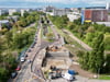 Einspurig vorbei: die Großbaustelle am Rennbahnkreuz
