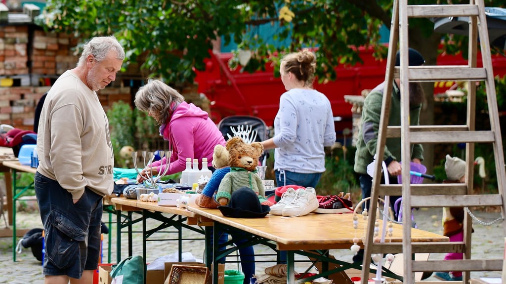 Mehrere hundert Besucher sind jüngst zum ersten Gersdorfer Flohmarkt in den Höfen geströmt.