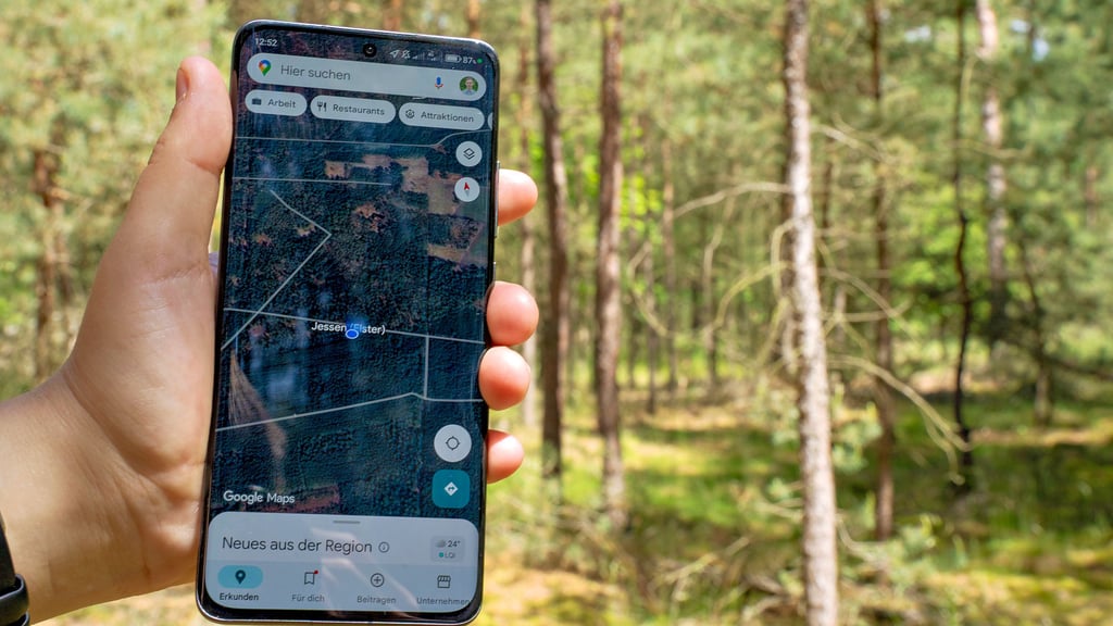 Die Ortsmarkierung von Jessen auf Google Maps – vor Ort steht hier nichts außer Wald.