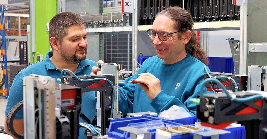 Jens Bauling (rechts) und Gollmann-Produktionsleiter Alexander Ziegler bei der Arbeit.