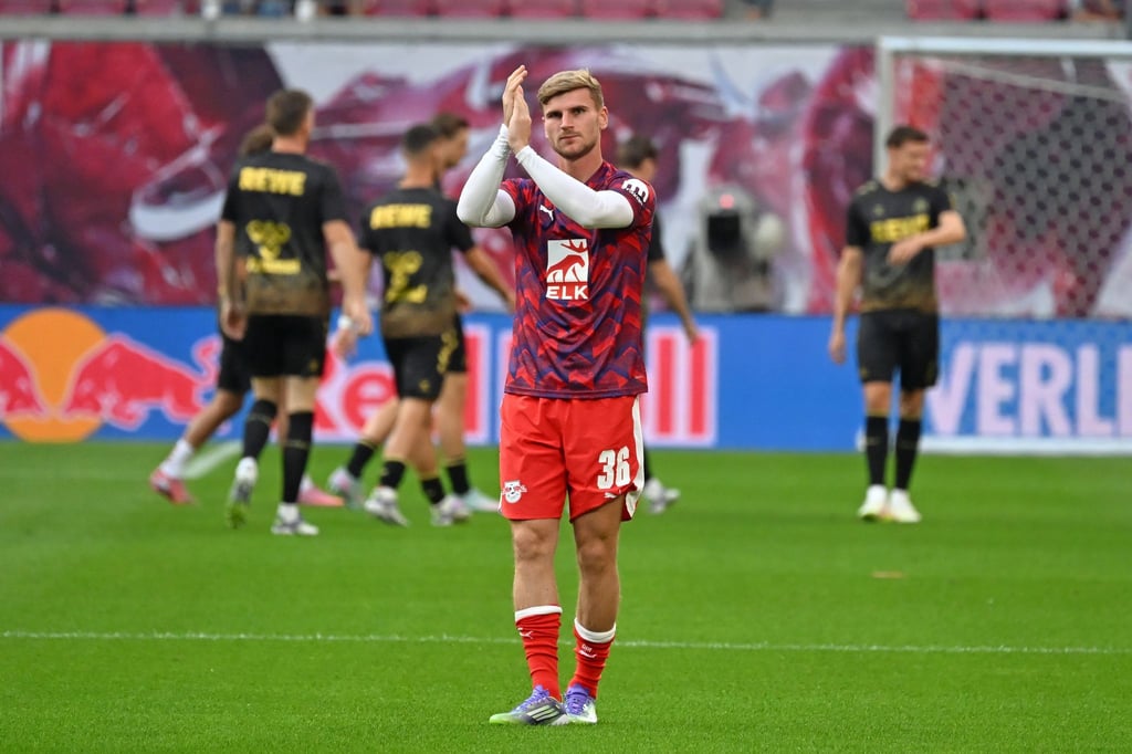 Timo Werner (RB Leipzig) stand erstmals wieder im RB-Kader und wurde von den Fans mit Sprechchören gefeiert.