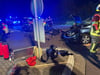 Zwei Menschen wurden am Samstagabend bei einem Unfall auf der Zufahrt zum Eisleber Wiesenmarkt verletzt. Die Eisleber Feuerwehr war dort im Einsatz.