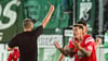 Niclas Stierlin (r.) war gegen Chemie Leipzig fälschlicherweise vom Platz geflogen. 