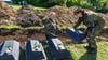 In kleinen Särgen befinden sich die Gebeine vieler Soldaten aus dem Zweiten Weltkrieg.