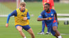 Die RB-Profis Timo Werner (l.) und Ridle Baku beim Training