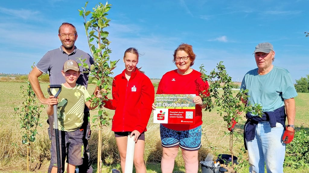 Dank Unterstützung der Salzlandsparkasse wurden in Groß Schierstedt 20 Obstbäume gepflanzt.