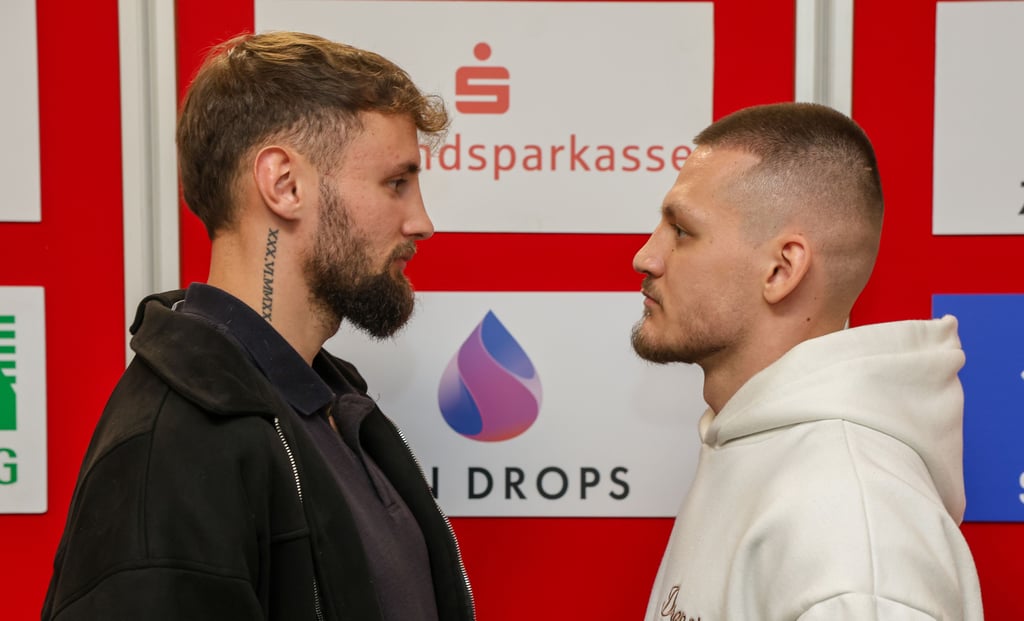 Julian Vogel (l.) steigt gegen Sami Ahmeti mit der doppelten Erfahrung an Profikämpfen in den Ring und ist auch elf Zentimeter größer.