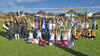 Gruppenfoto der sieben teilnehmenden Manschaften des „Girls-Cups“ 2025 in Jessen. 