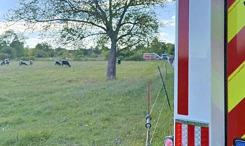 Feuerwehreinsatz in der Saaleaue - dort wurde ein Mann von einer Kuhherde angegriffen.