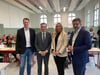  Landrat Steffen Burchhardt (SPD) (v.l), Bildungsminister Jan Riedel (CDU), Elternvertreterin Ivonne Grundmann, Wirtschaftsminister Sven Schulze (CDU) beim Bildungsdialog in Burg