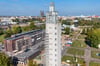 Der Aussichtsturm im Stadtpark Rotehorn in Magdeburg ist derzeit eingerüstet.