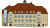 Dieser Entwurf zeigt die Nordansicht der Schule. Links ist der geplante Aufzug zu sehen, der am Gebäude angebracht werden soll. 