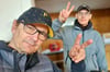 Mario Pacholski (li.) und Breakdance Workshopleiter Vladi aus Leipzig