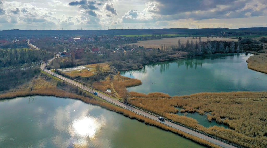 Das Gebiet des Salzigen Sees von oben im Februar dieses Jahres.