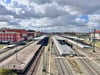 Blick auf den Dessauer Hauptbahnhof. 