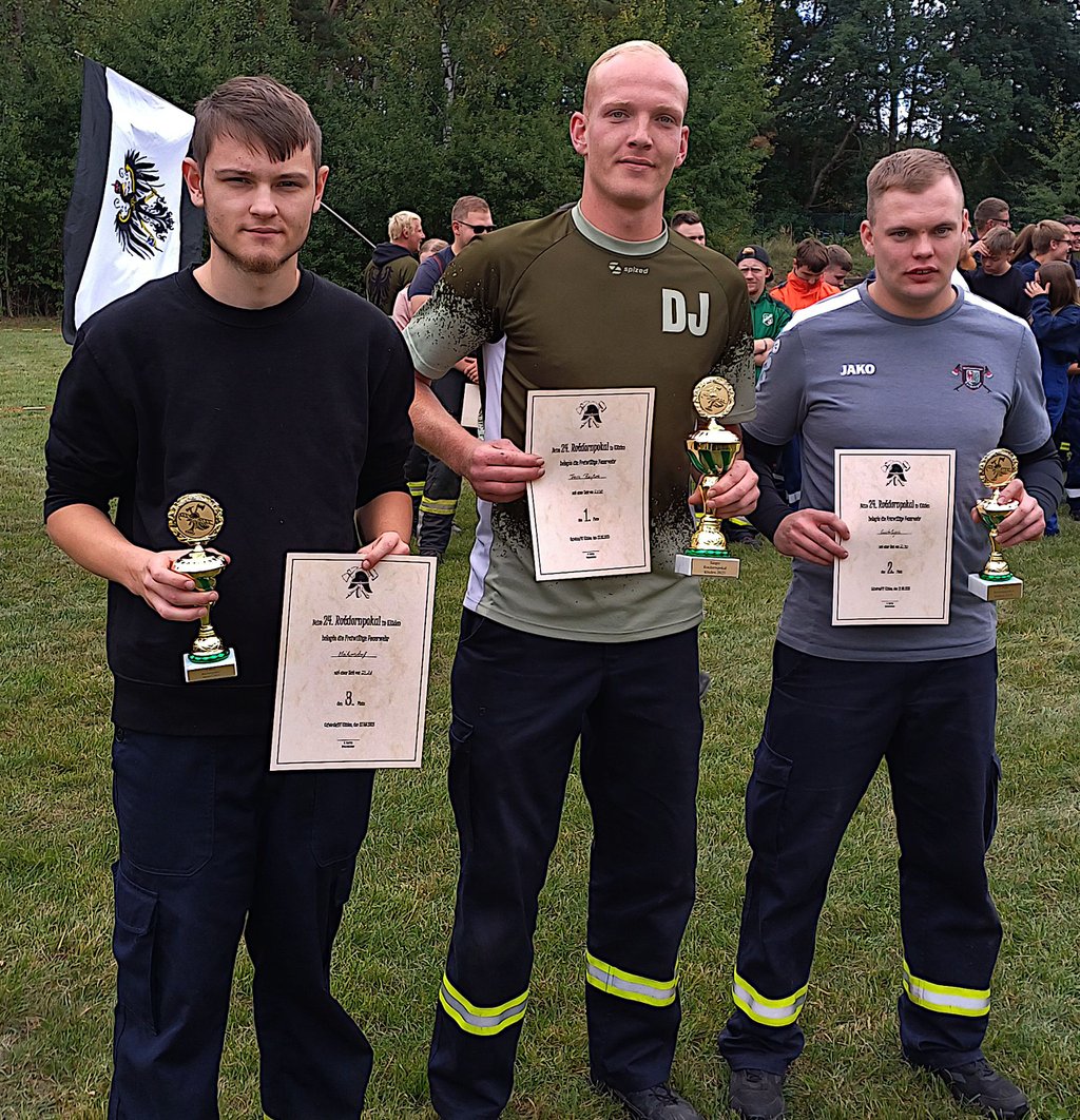 In der Männerwertung liefert das Team Preußen eine echte Punktlandung ab und sichert sich den ersten Platz. Die Feuerwehr Gardelegen holt sich Silber. Bronze geht an Meitzendorf.