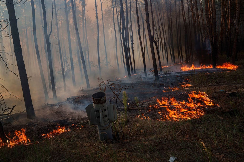 Waldbrände in der Ukraine, die viel Treibhausgase freisetzen, werden oft durch Gefechte ausgelöst. (Archivbild)