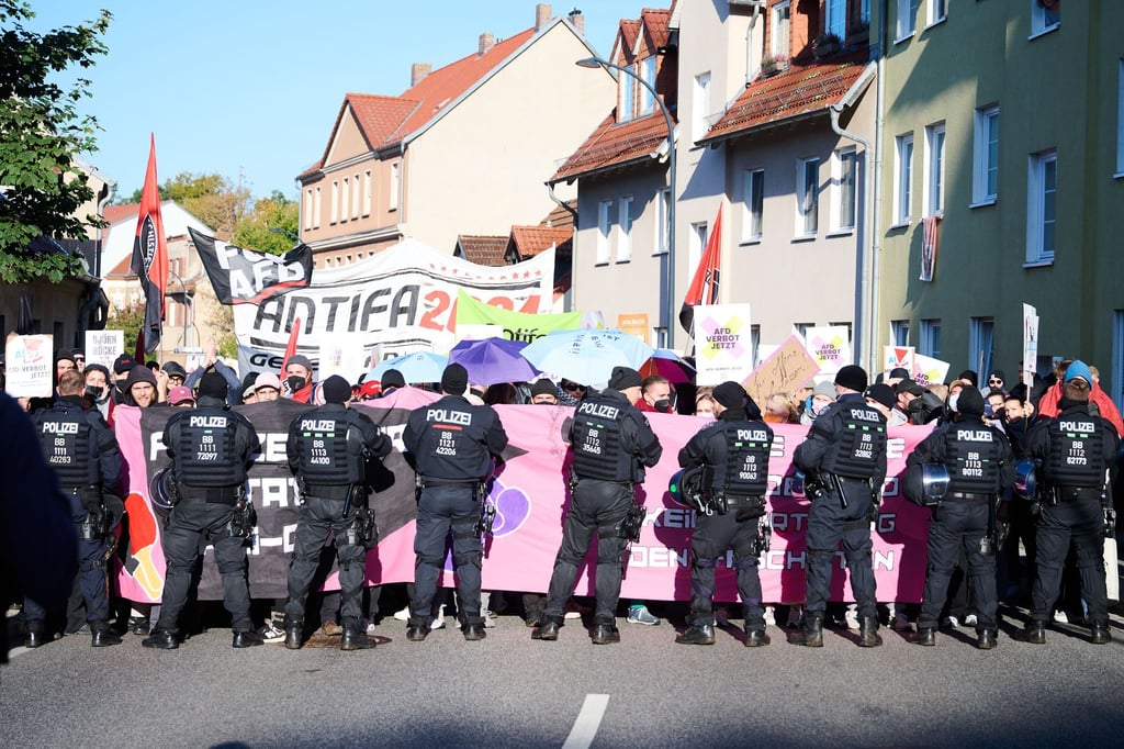 Bereits in der Vergangenheit gab es Protest gegen einen Parteitag der Berliner AfD im brandenburgischen Jüterbog. (Archivbild)