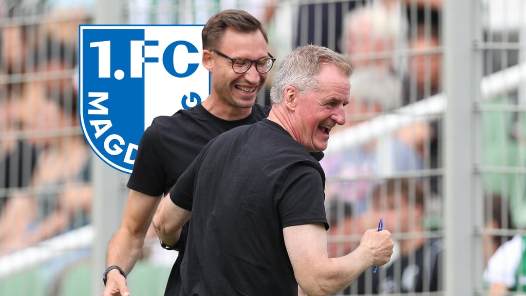 Pascal Ibold (li.) und Petrik Sander trainieren als gleichberechtigte Trainer den 1. FC Magdeburg II in der Regionalliga Nordost.
