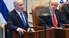 US-Präsident Donald Trump (r) mit dem israelischen Regierungschef Benjamin Netanjahu in der Knesset.