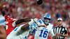 Für Detroit Lions Quarterback Jared Goff (M) endete in Kansas City die Siegesserie.
