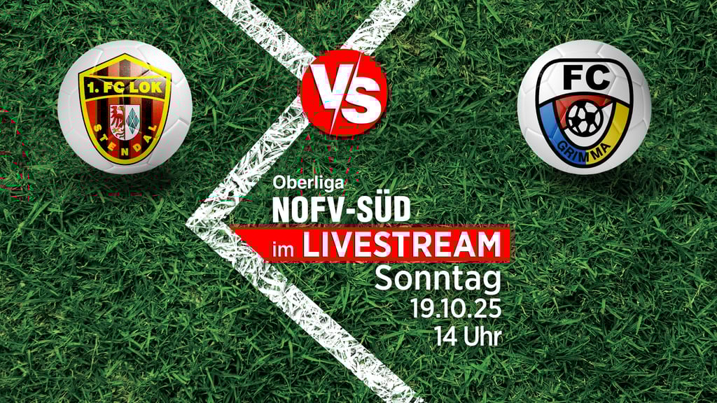 Aufsteiger 1. FC Lok Stendal empfängt in der NOFV-Oberliga Süd den FC Grimma. Hier gibt es die Partie am 19. Oktober 2025 ab 14 Uhr exklusiv im Livestream.